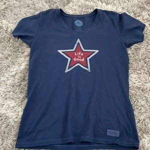 Life is good tee in navy blue size small